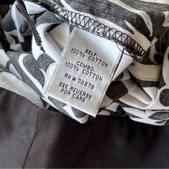 Cache Black & White Damask Floral Skirt Cotton Silver Metallic Pleated Size 2 - Picture 5 of 6